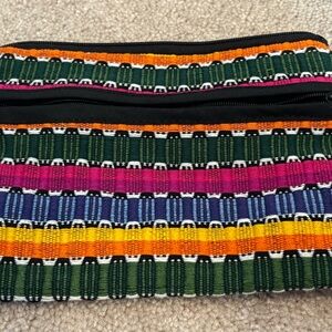 Handmade Guatemalan Colorful Striped Zipper Pouch 6.5” Bag